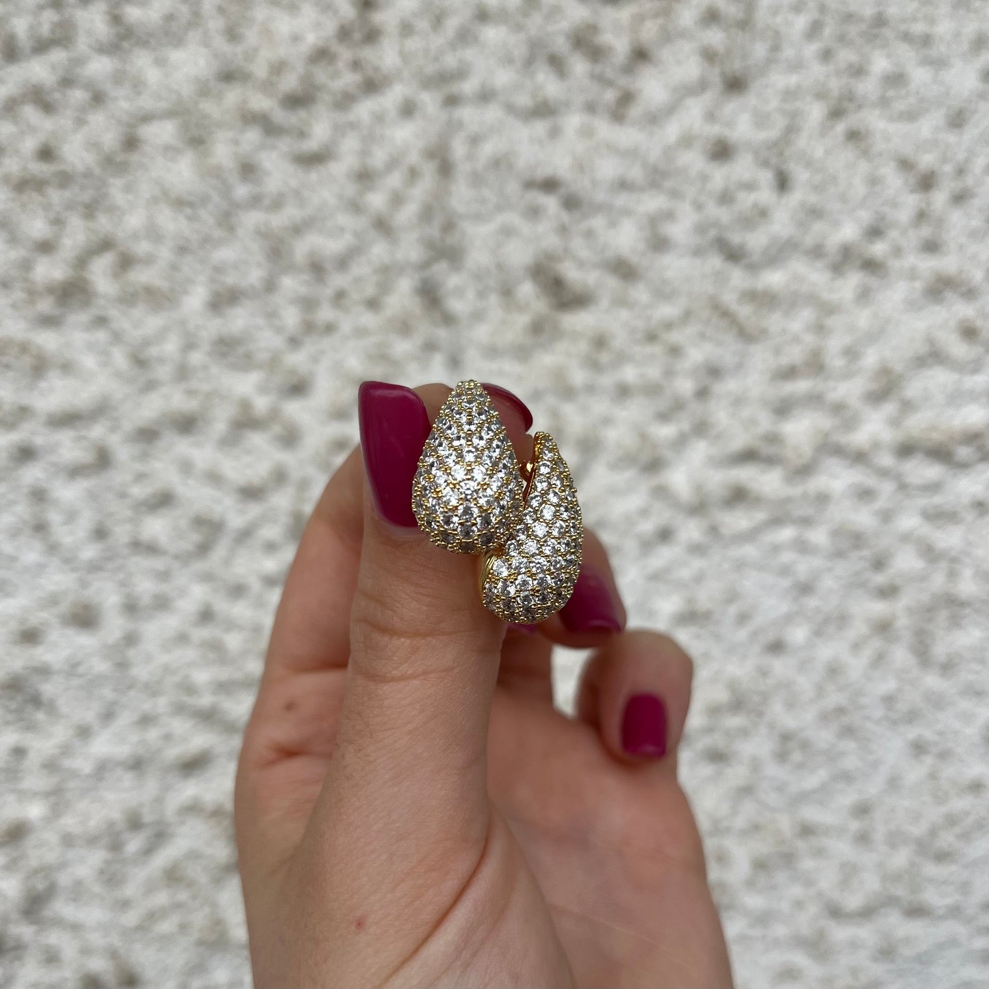 Orecchini gocce strass dorati