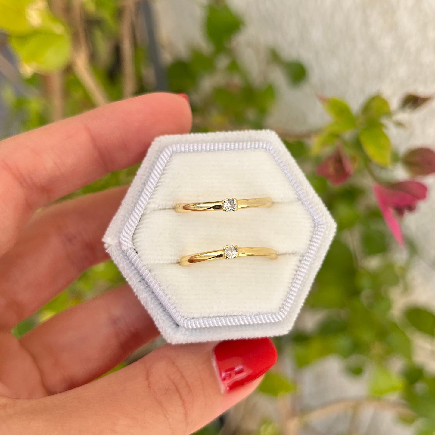 Anello Solitario con Cubic zirconia bianco, regolabile