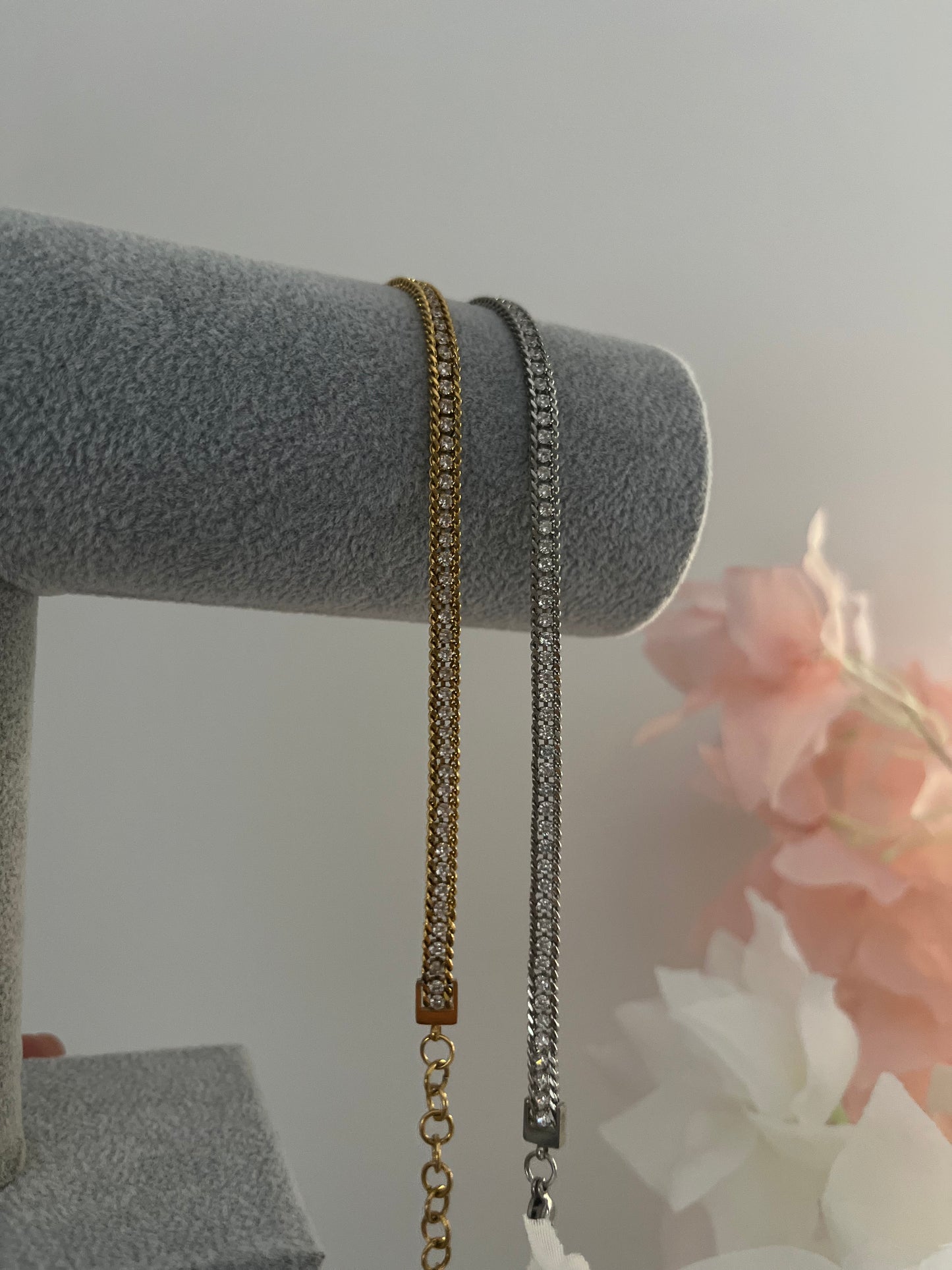 Bracciale catena e tennis in acciaio inossidabile