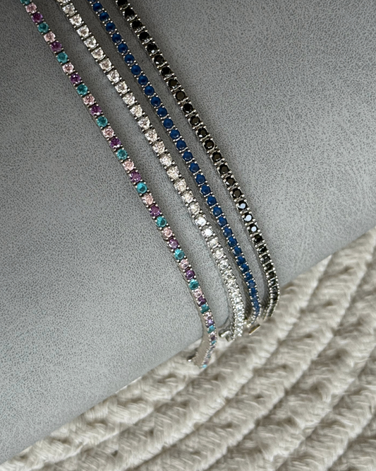 Bracciale tennis in argento 925 con zirconi 2mm, elegante e versatile per donna