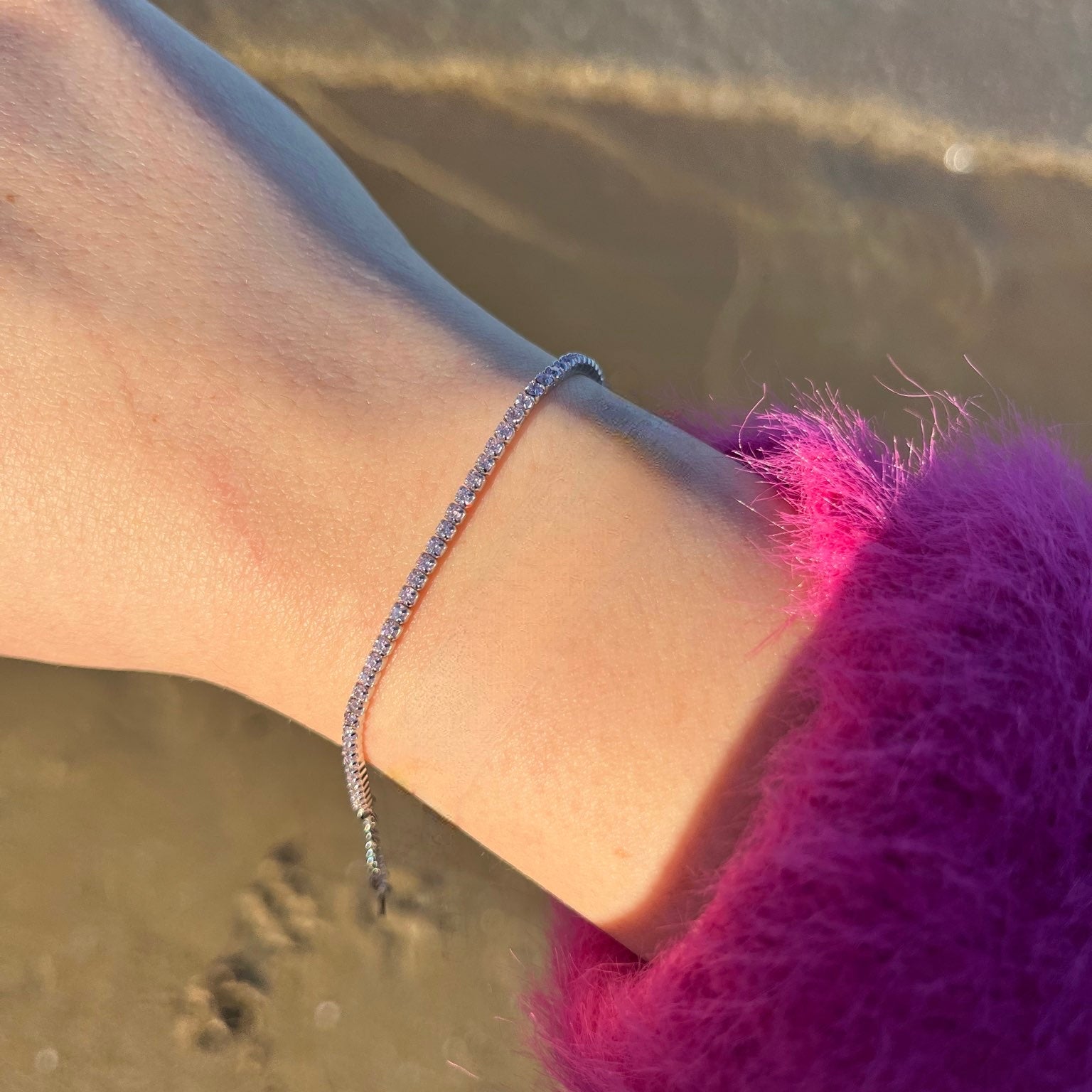 bracciale tennis con zirconi rosa 