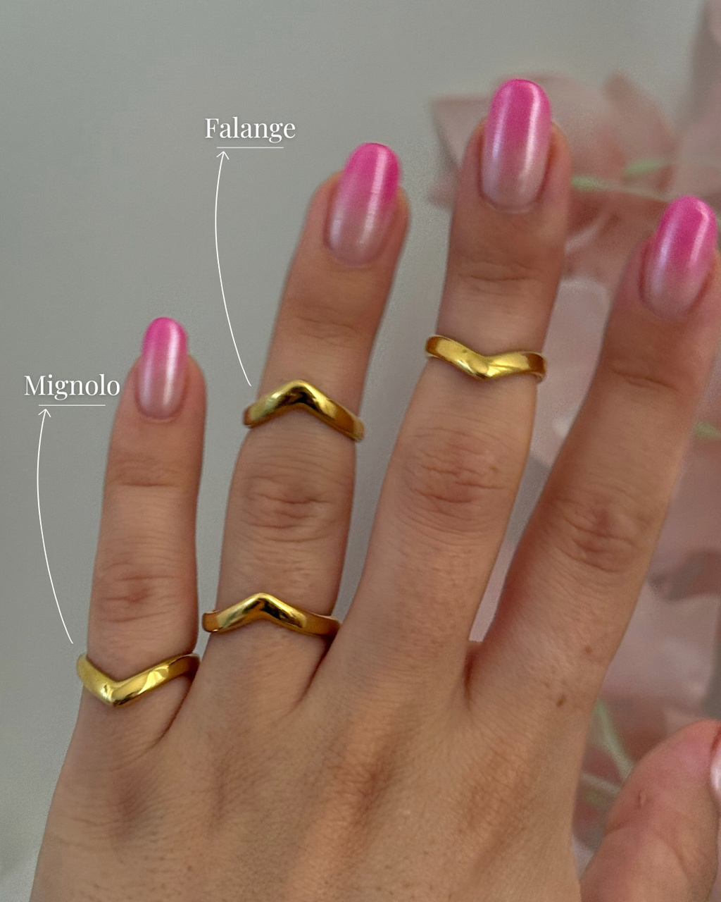 anello a V, acciaio inossidabile dorato, anello dorato elegante