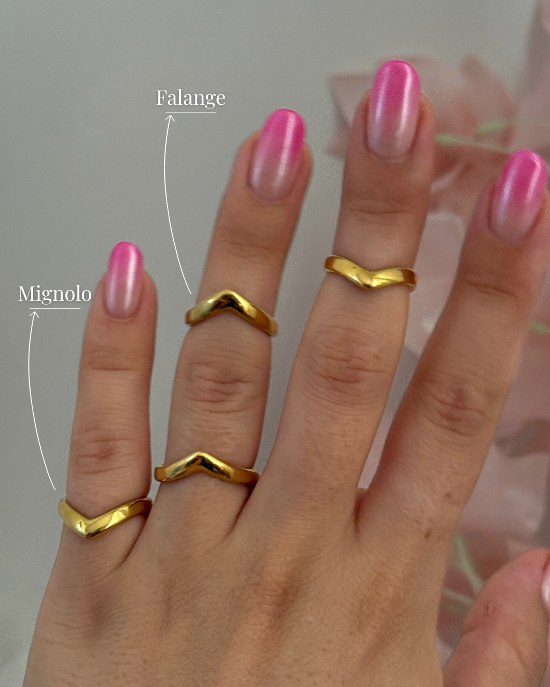 anello a V, acciaio inossidabile dorato, anello dorato elegante