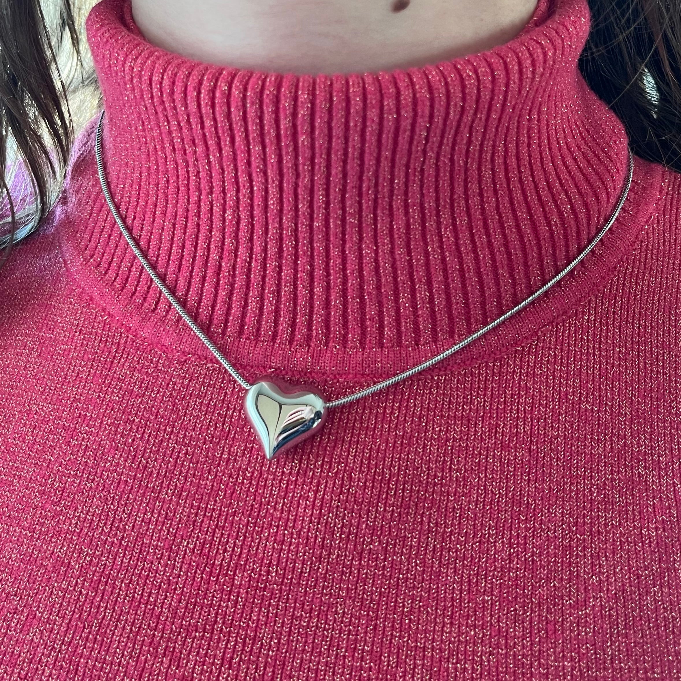 Collana cuore bombato