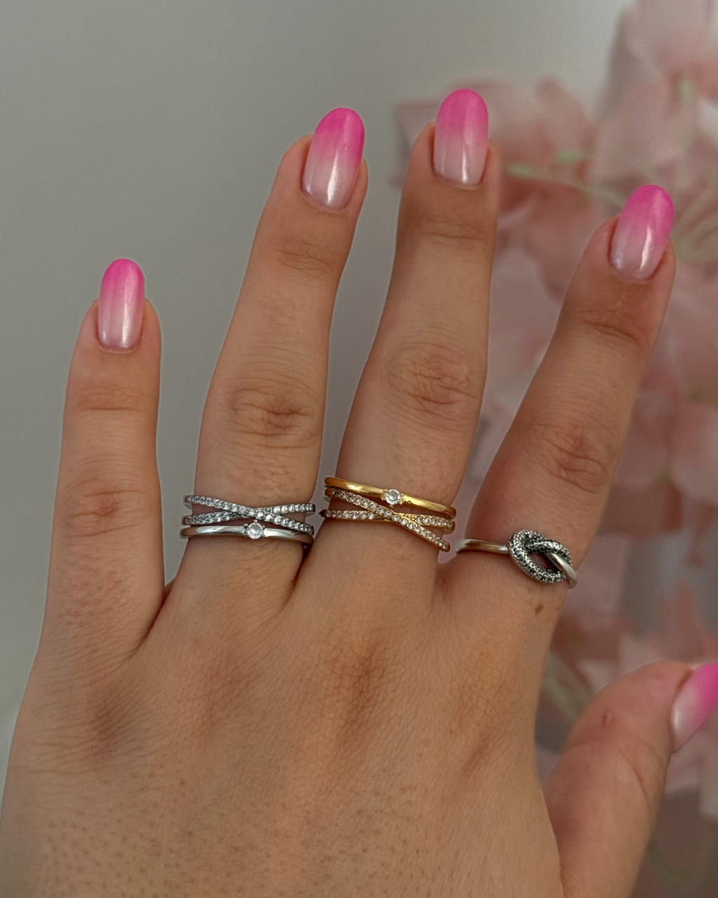 anello donna elegante oro/argento