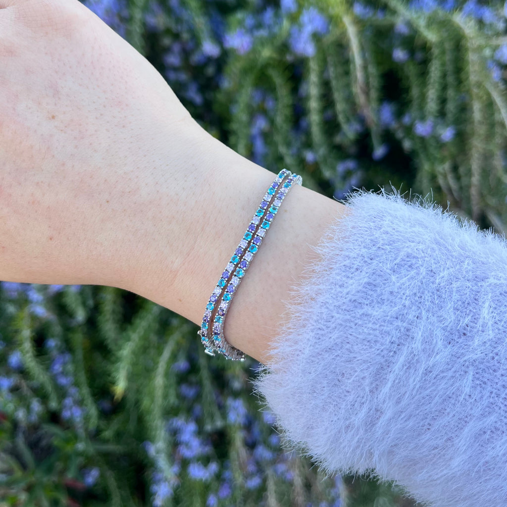 Vista dall’alto del bracciale tennis in argento 925 con zirconi 2mm