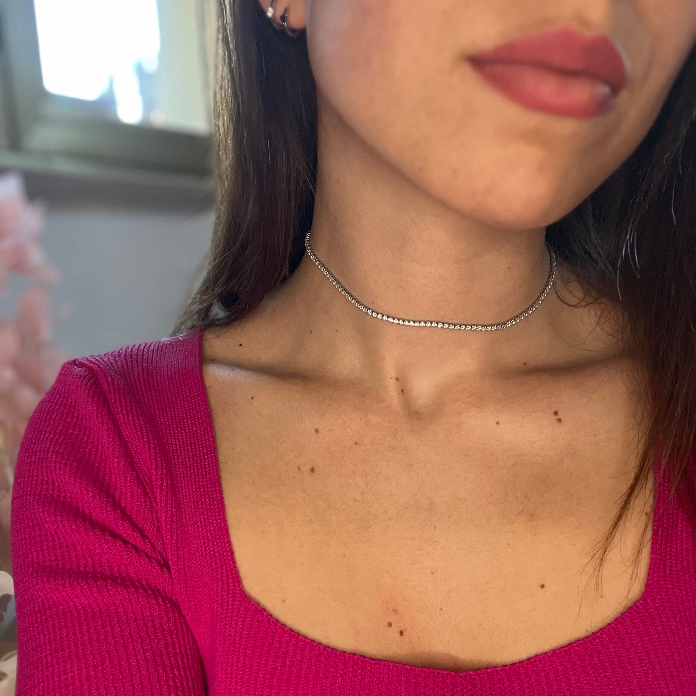 Collana tennis girocollo 2mm intera.