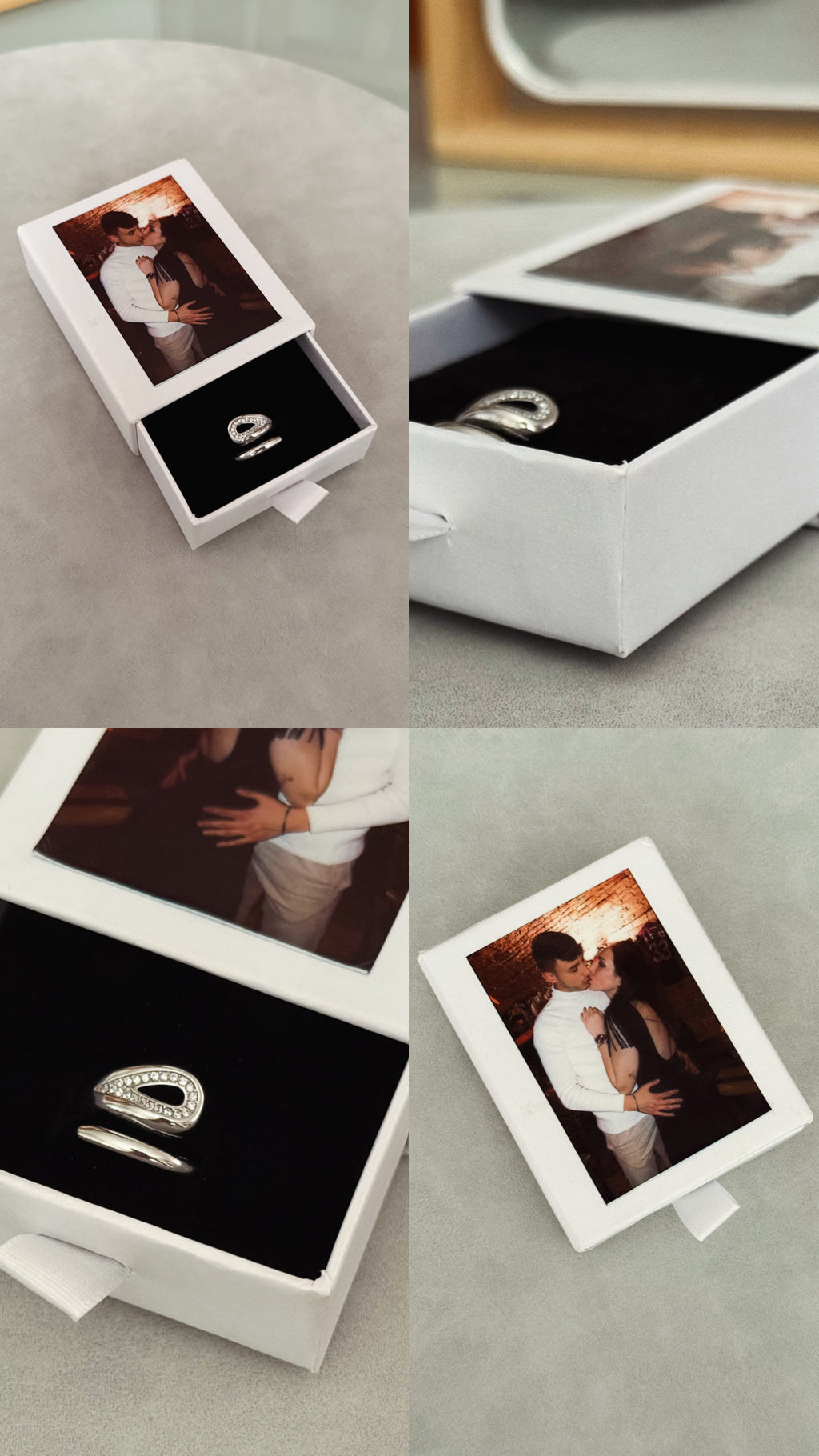 Con un gioiello dentro, per mostrare l’uso.